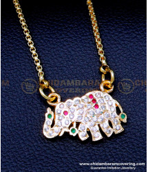 DLR232 - 5 Metal Stone Elephant Design Pendant with Long Chain Online