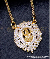DLR254 - Gold Look White Stone Gold Lakshmi Dollar Chain Designs