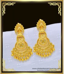 ERG1003 - Beautiful Light Weight Gold Design 1 Gram Gold Dangle Earrings Online 