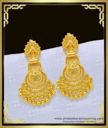 ERG1003 - Beautiful Light Weight Gold Design 1 Gram Gold Dangle Earrings Online 