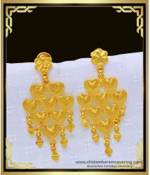 ERG1005 - Latest Heart Design Gold Plated Party Wear Earring Online