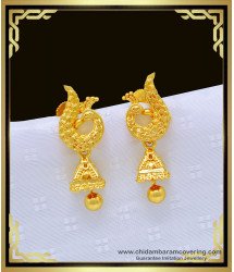 ERG1008 - Elegant Peacock Design Earring with Mini Jhumkas One Gram Gold Stud Earring Buy Online