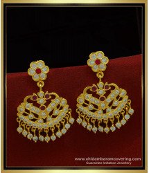 ERG1011 - Gold Inspired Traditional South Indian Stone Big Danglers Earring for Wedding