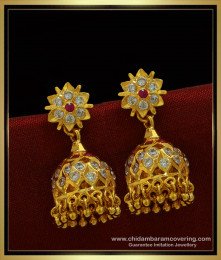 ERG1016 - Beautiful Bridal Wear Gold Stone Jhumkas Earring for Women 
