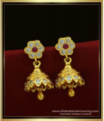 ERG1019 - Real Gold Design Five Metal Traditional Jhumkas Design for Women 
