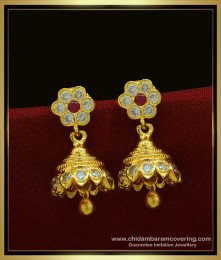 ERG1019 - Real Gold Design Five Metal Traditional Jhumkas Design for Women 