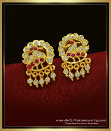 ERG1021 - Latest Beautiful Peacock Design Impon Stud Earring one gram gold Jewellery Online