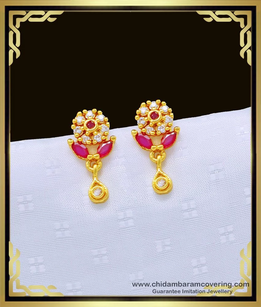 Buy Attractive Flower Design One Gram Gold Daily Use Small Ear ...