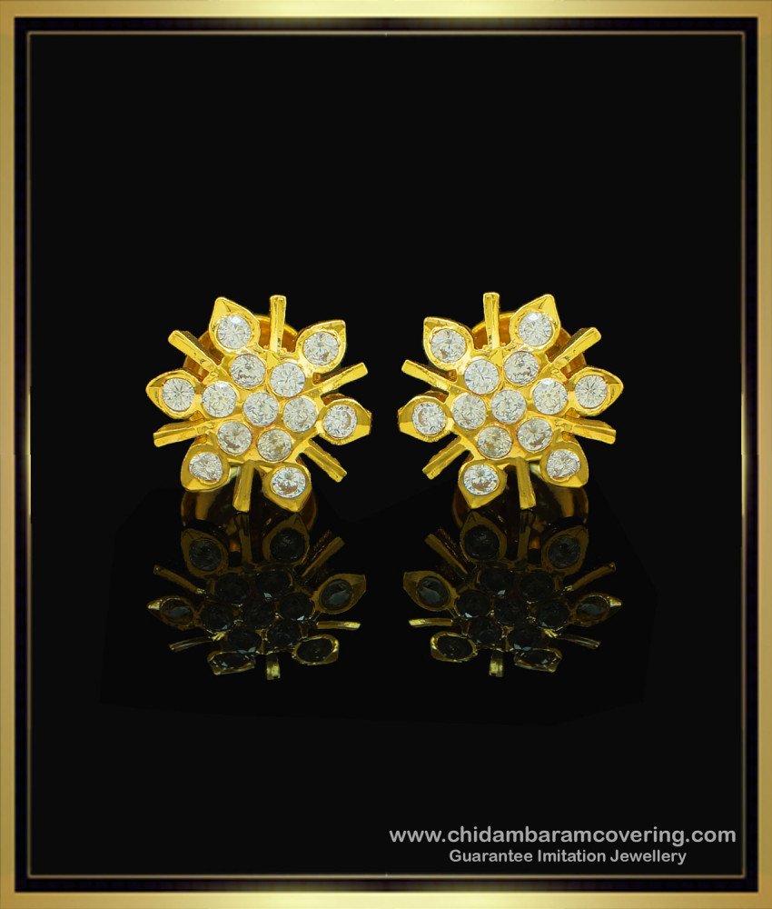 panchaloha white stone earrings, earring for women,