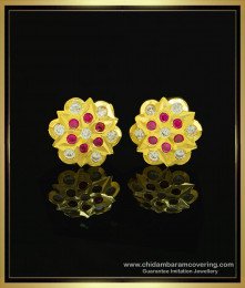 ERG1048 - Impon Real Gold Earring Flower Design One Gram Gold Five Metal Jewellery Online