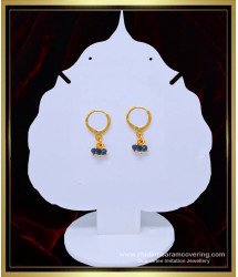ERG1051 - Gold Plated Daily Wear Black Crystal Drops Small Bali Earring Online