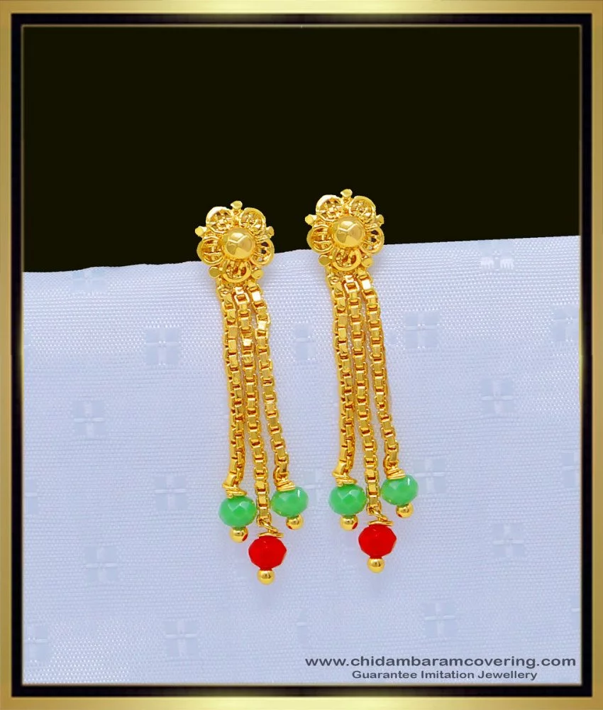 Gold Rope Design Earrings With Hanging Pearl, Costume Jewelry (SC-33) | eBay