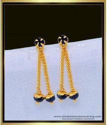 ERG1073 - 1 Gram Gold Plated Double Line Black Crystal Earrings for Female 