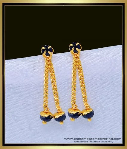 Golden Drop Earring Ladies Gold Long Earrings at Rs 17435/pair in Surat |  ID: 2850565159991