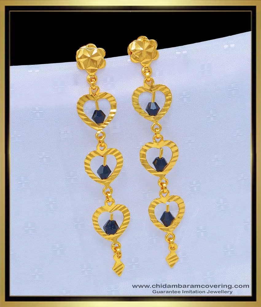 Showroom of 916 gold platinum double line latkan design earrings | Jewelxy  - 222028