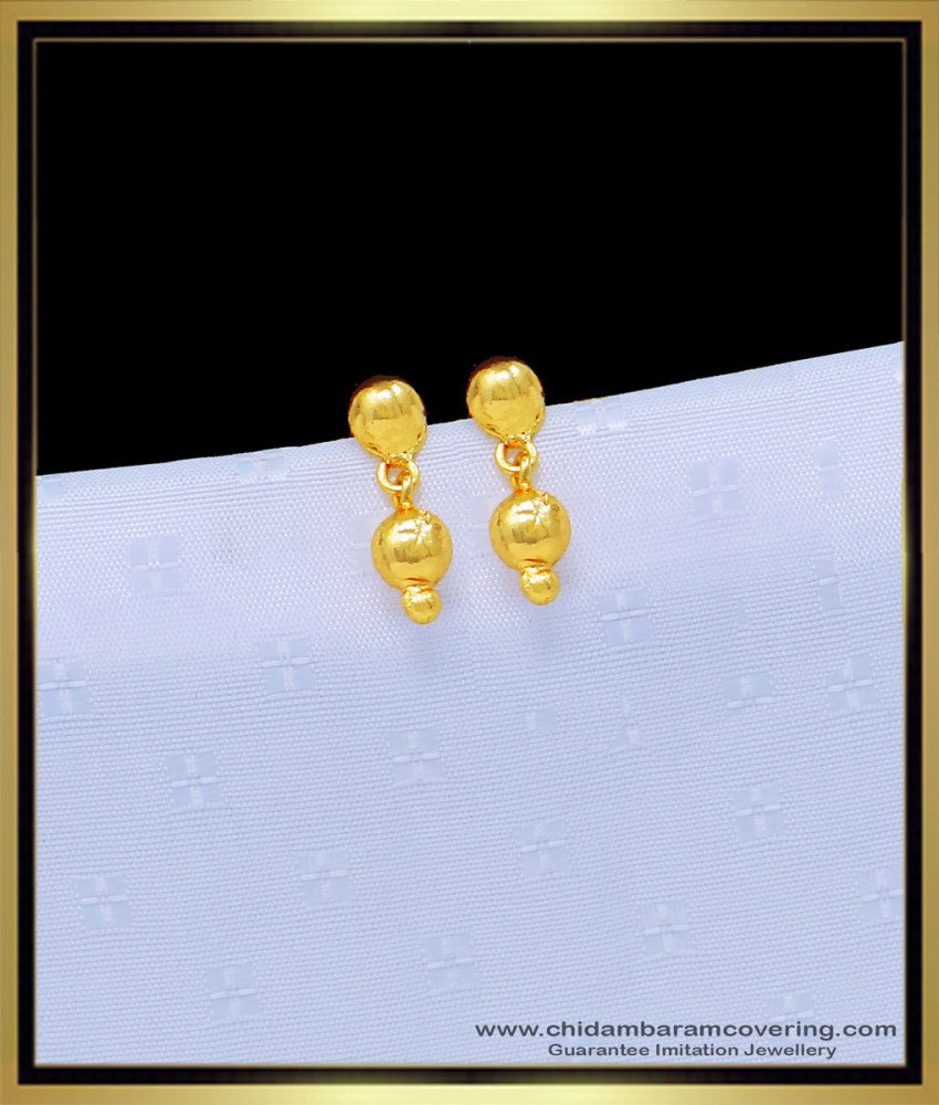 ERG1093 - Cute Gold Design One Gram Gold Chidambaram Covering Small Earring for Baby Girl