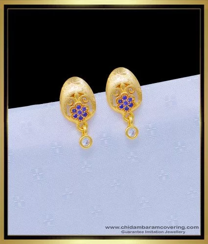 Buy One Gram Gold Single White Stone Gold Design Small Bali Earrings Buy  Online