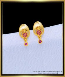 ERG1095 - Elegant Pink Stone Flower Design Gold Plated Earrings for Female