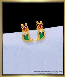 ERG1097 - Kerala Green Palakka Earring with Ruby Stone Gold Plated Palakka Studs Online