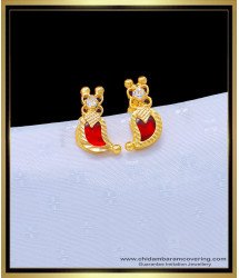 ERG1098 - Kerala Jewellery Red Mango Palakka Earring with White Stone Gold Plated Jewelry 