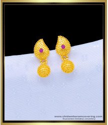 ERG1104 - One Gram Gold Forming Mango Design Pink Stone Earring Design Online