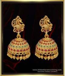 ERG1110 - Premium Quality Nagas Jhumkas Peacock Design South Indian Jhumkas Buy Online