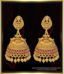 ERG1111 - First Quality Nagas Temple Jewellery Kemp Stone Bridal Wear Bid Jhumkas Earring Buy Online