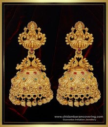 ERG1112 - First Quality Gold Lakshmi Jhumkas Design Bridal Wear Big Jhumkas Earring Nagas Jewellery Buy Online
