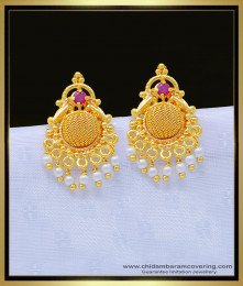 ERG1120 - New Fashion One Gram Gold High Quality Ruby Stone Pearl Earring Online