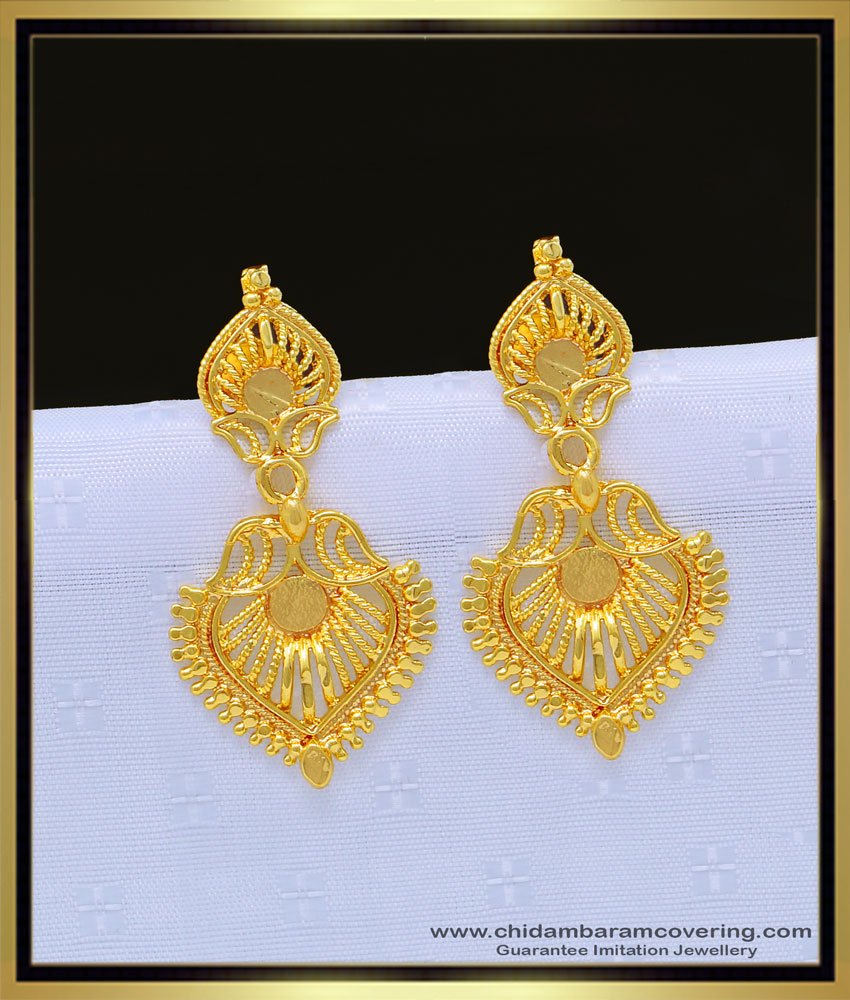 light weight gold earring with weight, earring with price, kammal design, thodu, thongal thodu, one gram gold jewellery, gold plated jewellery, 