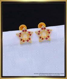 ERG1131 - Attractive Party Wear Star Design One Gram Gold Earrings for Girls