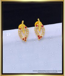 ERG1136 - Elegant First Quality Gold Plated Ad Stone Leaf Model Stylish Gold Tops Design Online