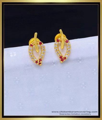 92.5 Gold Plated Stone Earrings Online | Buy Elicia Stone Studs – The  Amethyst Store