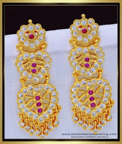 Buy Traditional Gold Design Stone Impon Kammal Design Five Metal Earrings