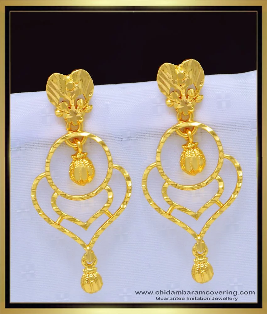 sahara chain jhumki screw Closure 1 gram gold plated earrings light weight  and screw back coupling