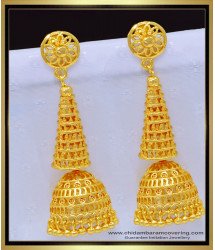 ERG1156 - Latest Gold Plated Cone Design Long Size Jhumkas Earring Indian Bridal Jewelry Online