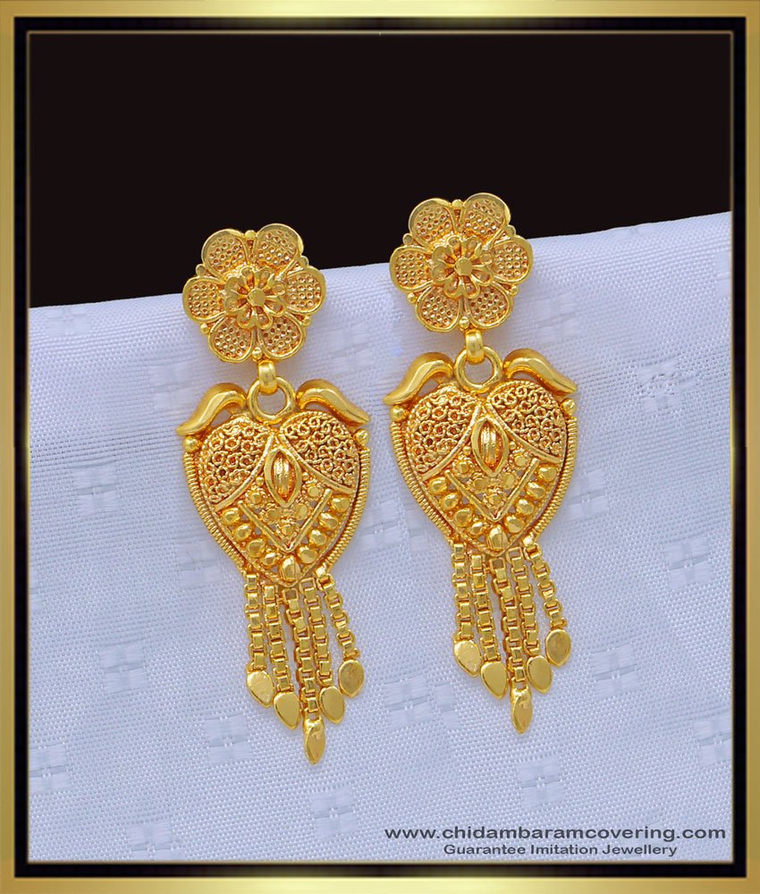 stylish daily wear gold earrings, latkan design, 1 gram earrings design, earrings latkan, kammal design, earrings design, daily wear fancy 3 gram gold earrings