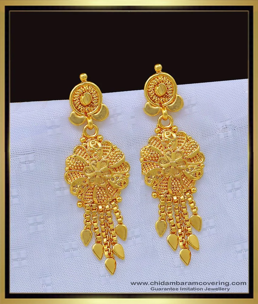 erg1160 new flower design gold covering dangler earrings for daily use 1