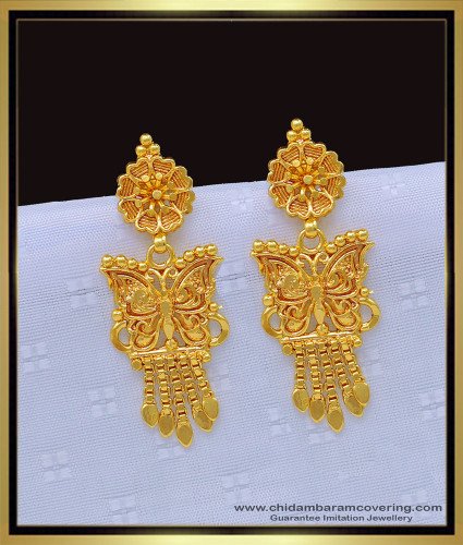 ERG1161 - Unique Butterfly Design Earrings Gold Plated Latkan Design
