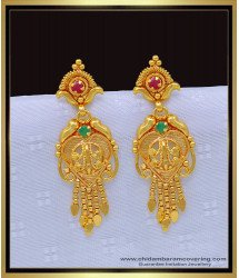 ERG1162 - One Gram Gold Plated Ruby Emerald Stone Dangle Earrings Online 