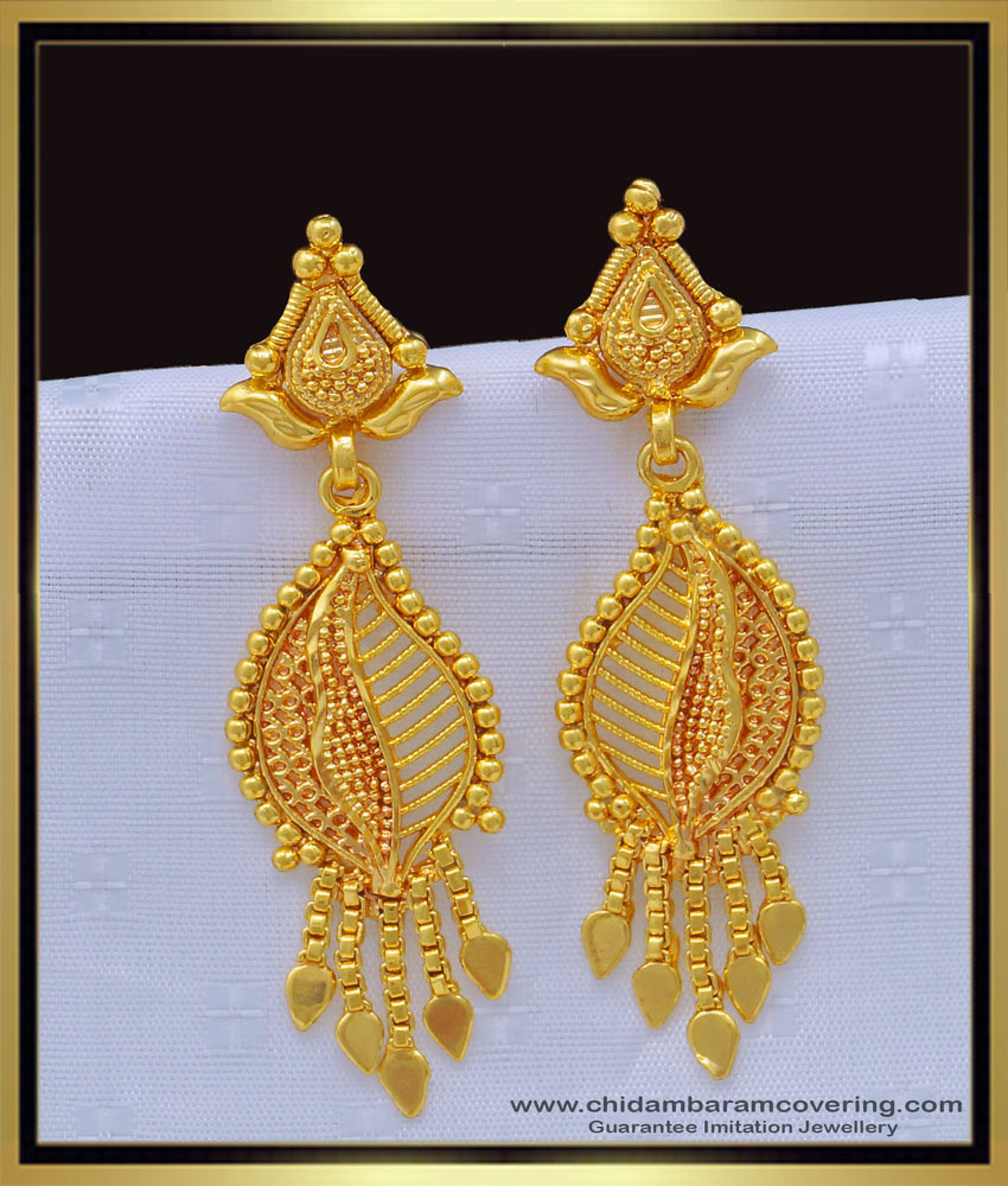 Buy Elegant Party Wear Leaf Design Earrings One Gram Gold Kammal Designs