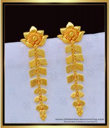 ERG1167 - Elegant Party Wear One Gram Gold Leaf Dangle Earrings Design for Girls