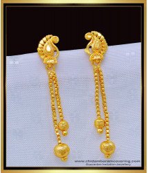 Erg1169 - Modern One Gram Gold Mango Design 2 Line Hanging Chain Long Earrings Online
