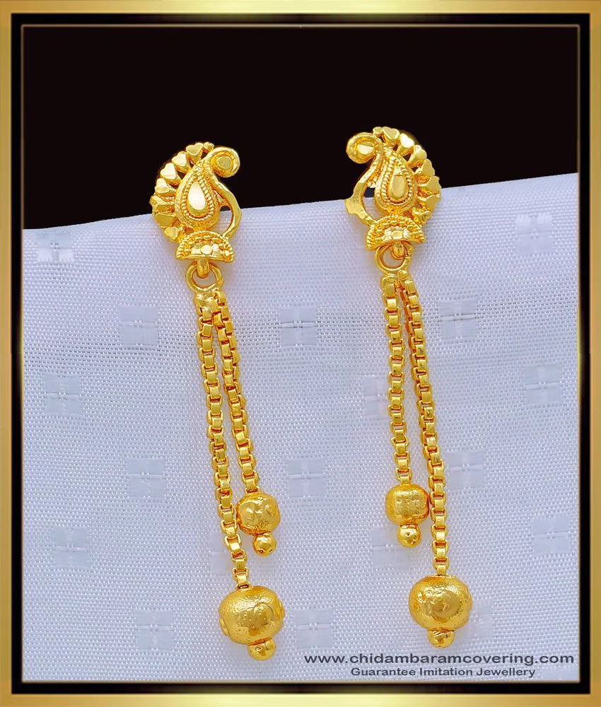 Buy Modern One Gram Gold Mango Design 2 Line Hanging Chain Long ...