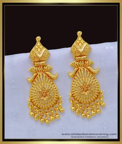 Amazon.com: Hybec_Fashion_| Gold | Traditional Ethnic One Gram Gold Plated  Round Floral Golden Stud Fancy Earrings For Women & Girls | Stud | Earrings  |: Clothing, Shoes & Jewelry