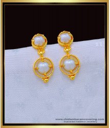 ERG1176 - Cute Real Pearl Design One Gram Gold muthu Earrings Design for Girls
