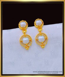 ERG1176 - Cute Real Pearl Design One Gram Gold muthu Earrings Design for Girls