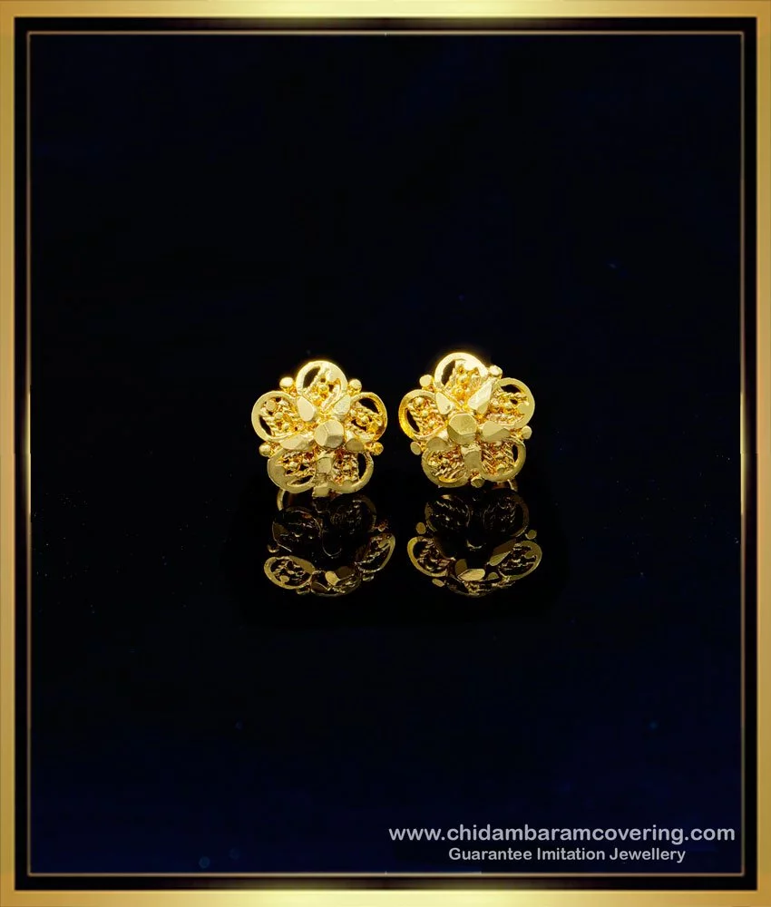 Vintage 14K Gold Small Cameo Stud Earrings marked JMS 14K, tested as 14K, 1  gram | #1806244386