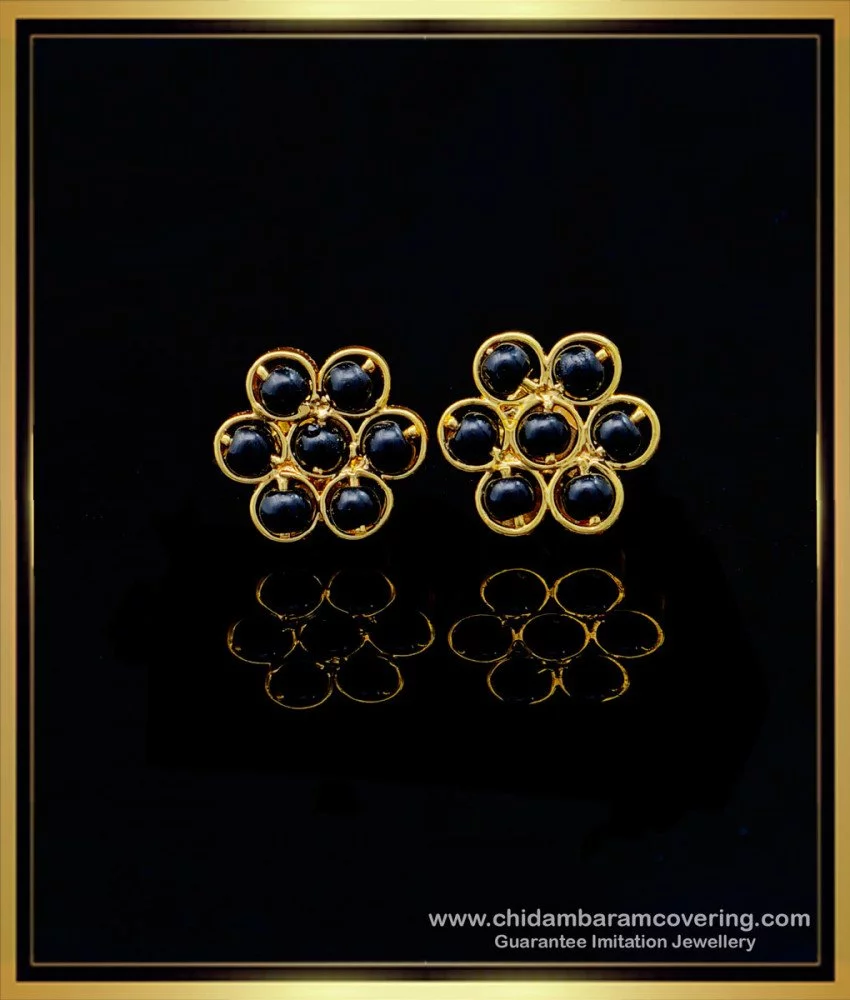 Buy Beautiful Real Kemp Stone Flower Design One Gram Gold Stud Earring for  Women