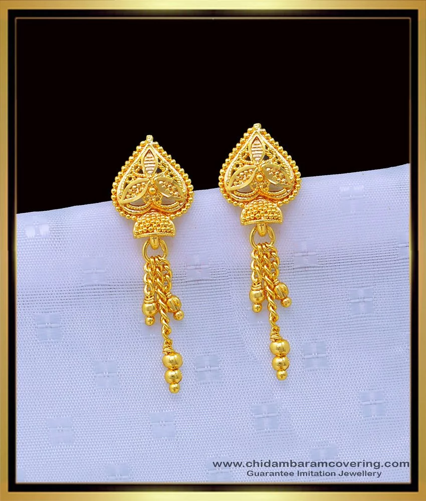 Latest & stylish light weight gold Drop earrings design/simple daily wear  gold earring design/ - YouTube